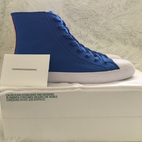 NIB Calvin Klein 205W39NYC blue canvas sneakers - Picture 5 of 8